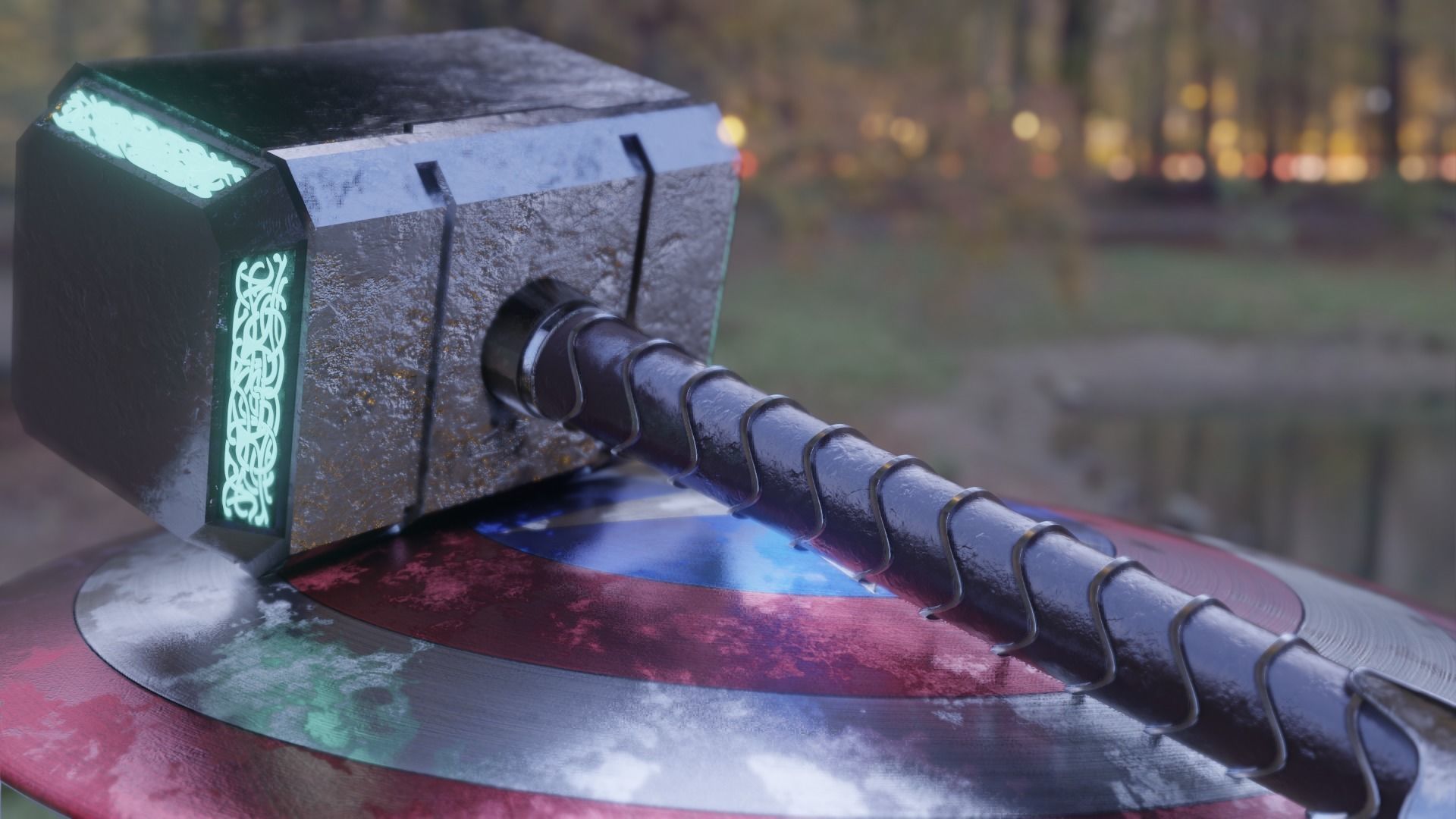 Mjolnir and Hammer Free 3D model_1