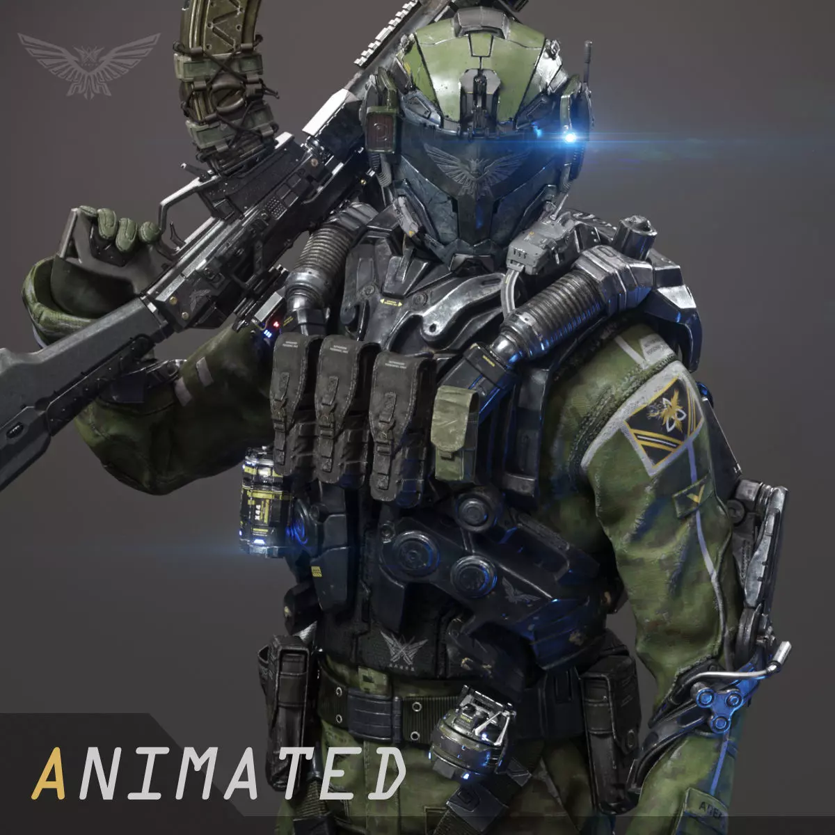 SCIFI - ASSAULT SOLDIER Low-poly 3D model_0