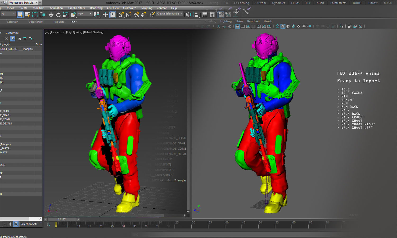 SCIFI - ASSAULT SOLDIER Low-poly 3D model_14