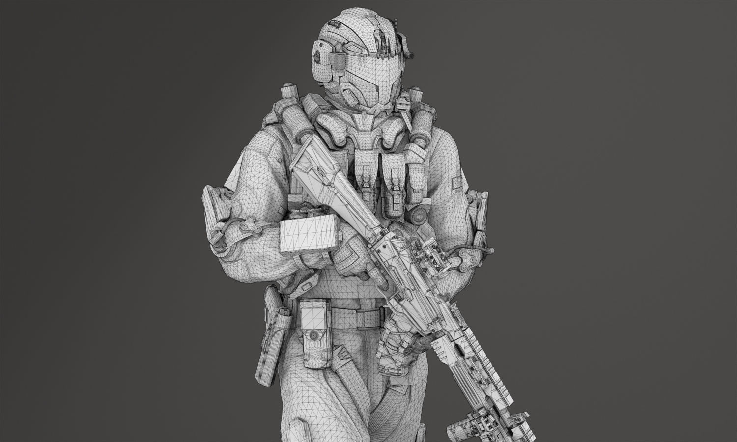 SCIFI - ASSAULT SOLDIER Low-poly 3D model_9