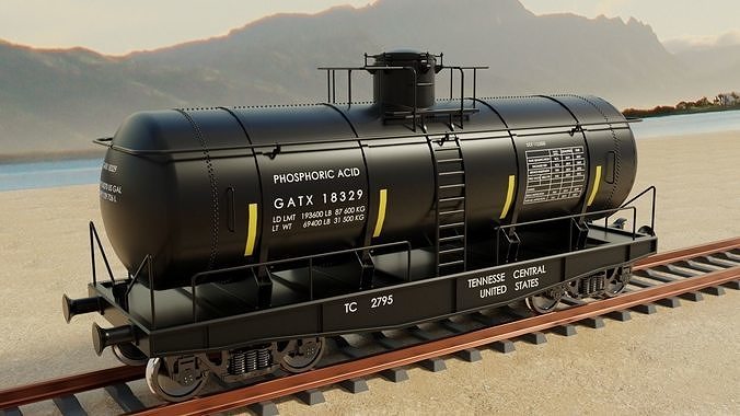 Railway freight Tank wagon 3D model