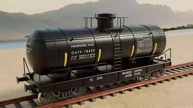 Railway freight Tank wagon 3D model
