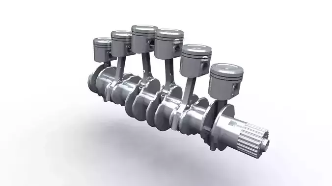 6 cylinder engine 3D model