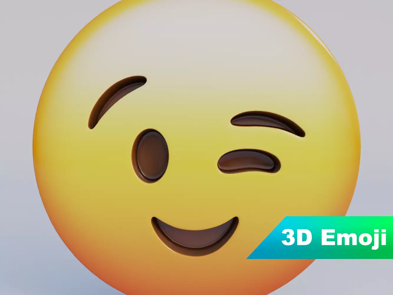 Winking Face 3D Emoji Low-poly 3D model_0