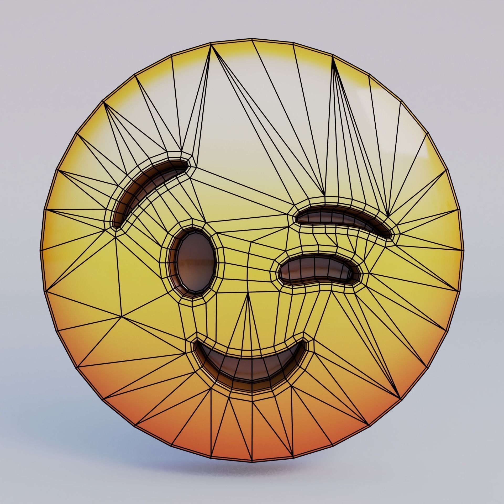 Winking Face 3D Emoji Low-poly 3D model_5