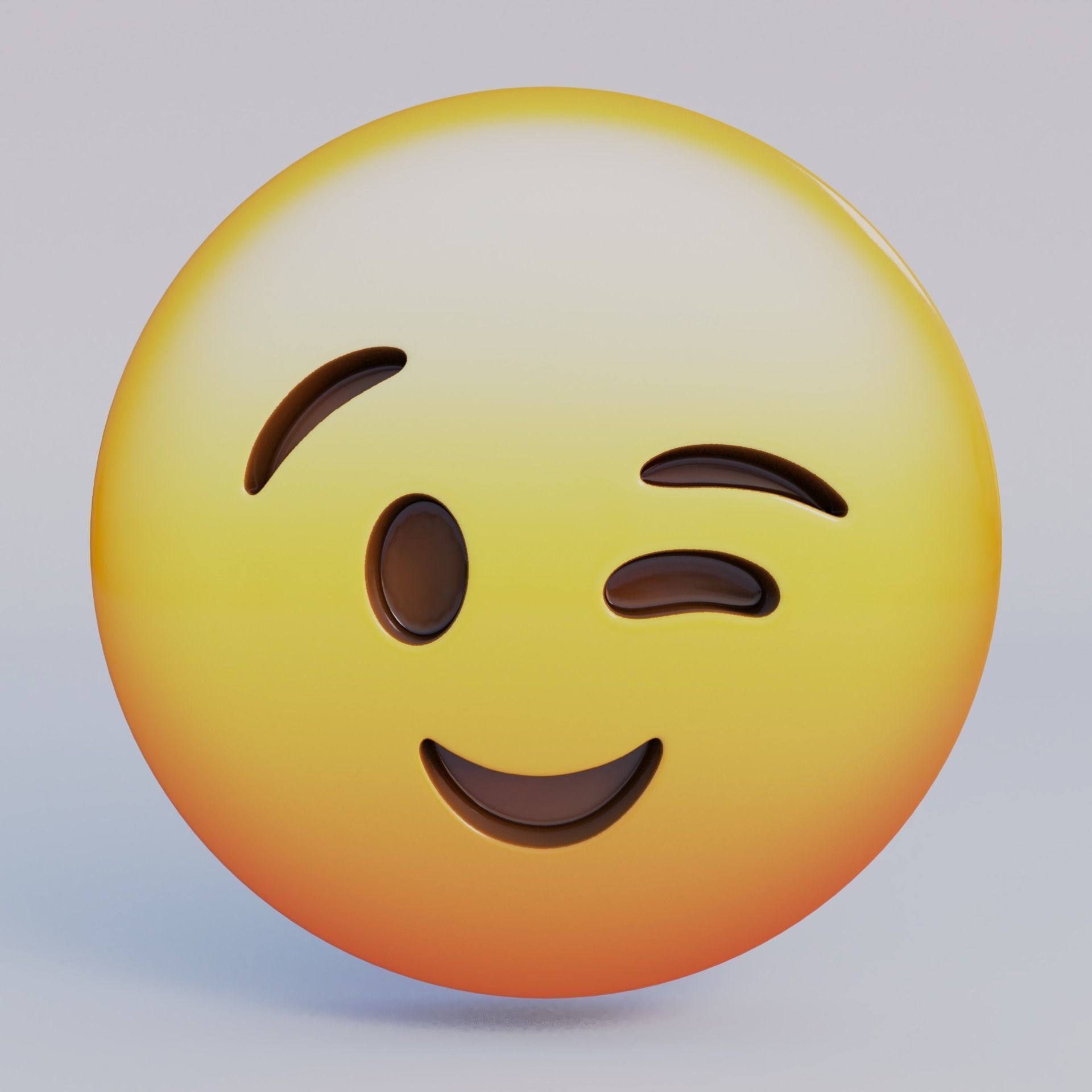 Winking Face 3D Emoji Low-poly 3D model_1