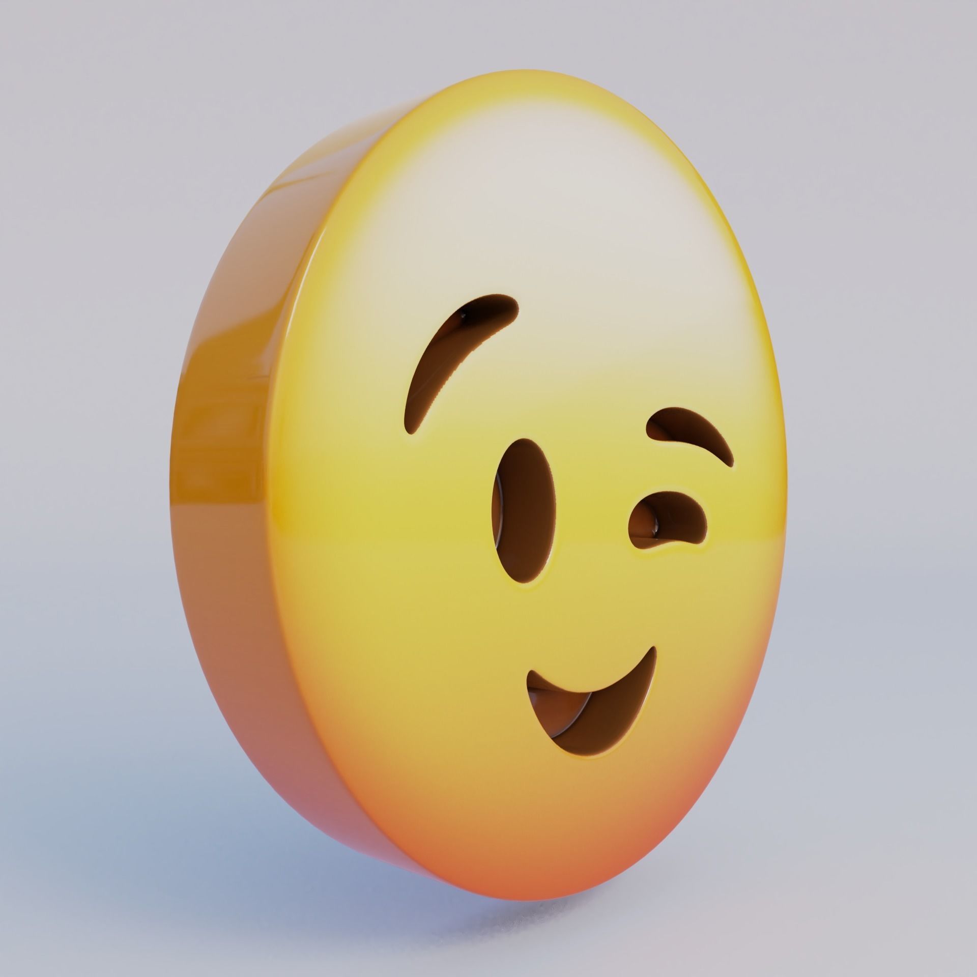 Winking Face 3D Emoji Low-poly 3D model_2