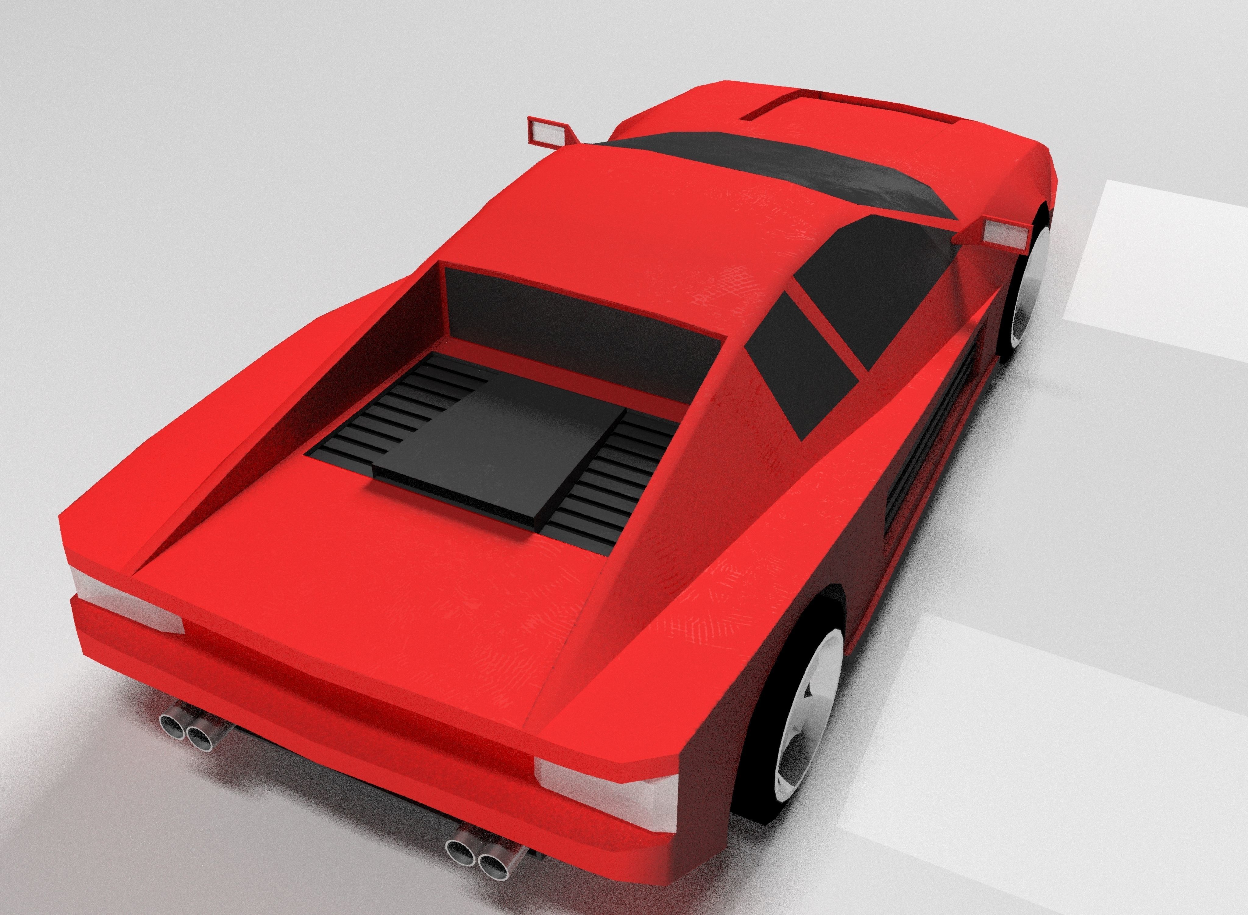 Ferrari sports car Low-poly 3D model_10