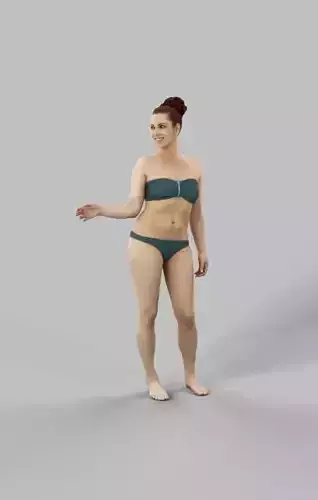 Yearn A Caucasian Woman Female Standing In Her Swimsuit Low-poly 3D model