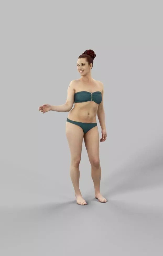 Yearn A Caucasian Woman Female Standing In Her Swimsuit Low-poly 3D model_0