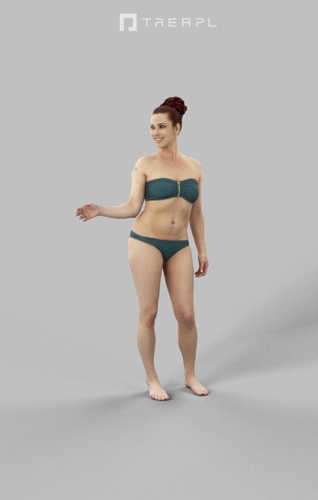 Yearn A Caucasian Woman Female Standing In Her Swimsuit Low-poly 3D model_1