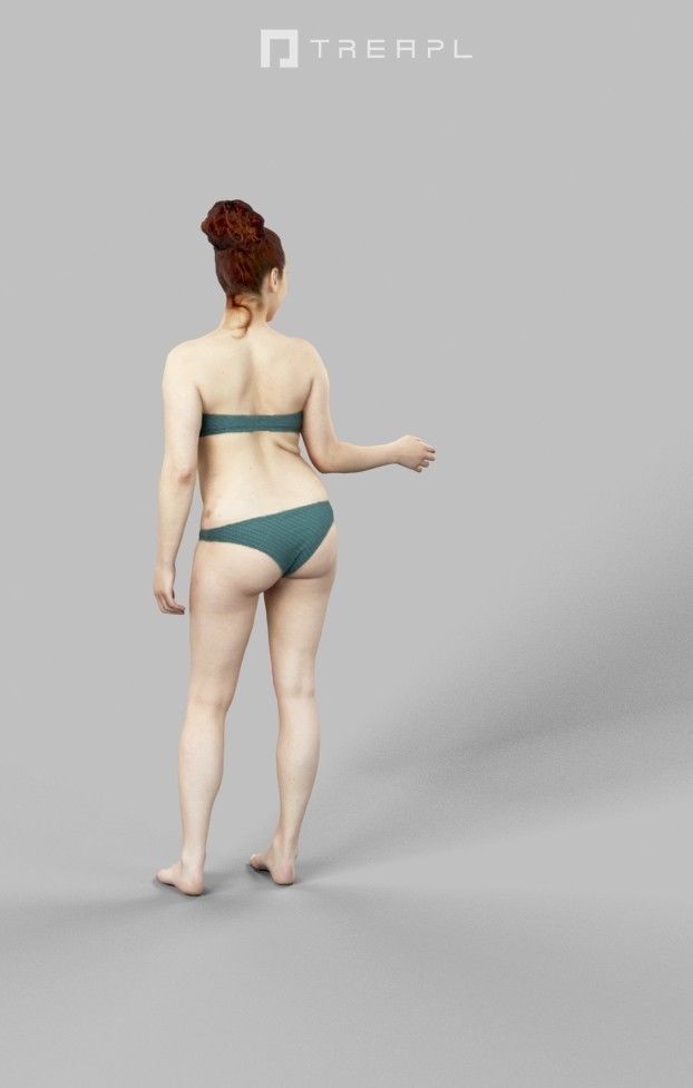 Yearn A Caucasian Woman Female Standing In Her Swimsuit Low-poly 3D model_4