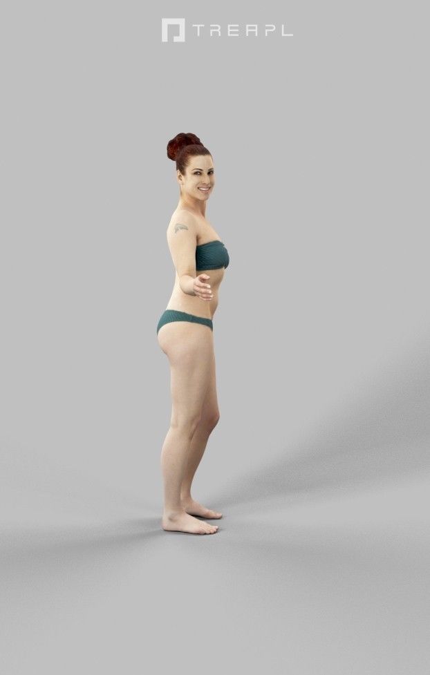 Yearn A Caucasian Woman Female Standing In Her Swimsuit Low-poly 3D model_2