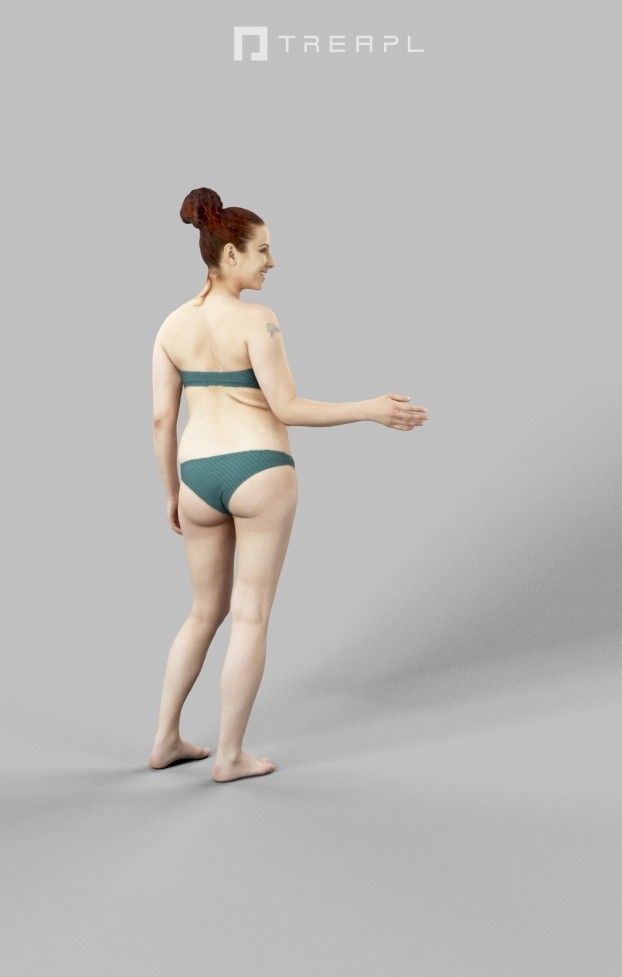 Yearn A Caucasian Woman Female Standing In Her Swimsuit Low-poly 3D model_3