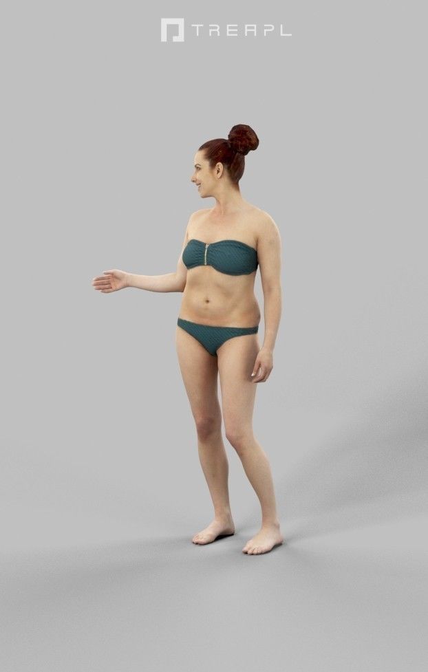 Yearn A Caucasian Woman Female Standing In Her Swimsuit Low-poly 3D model_6