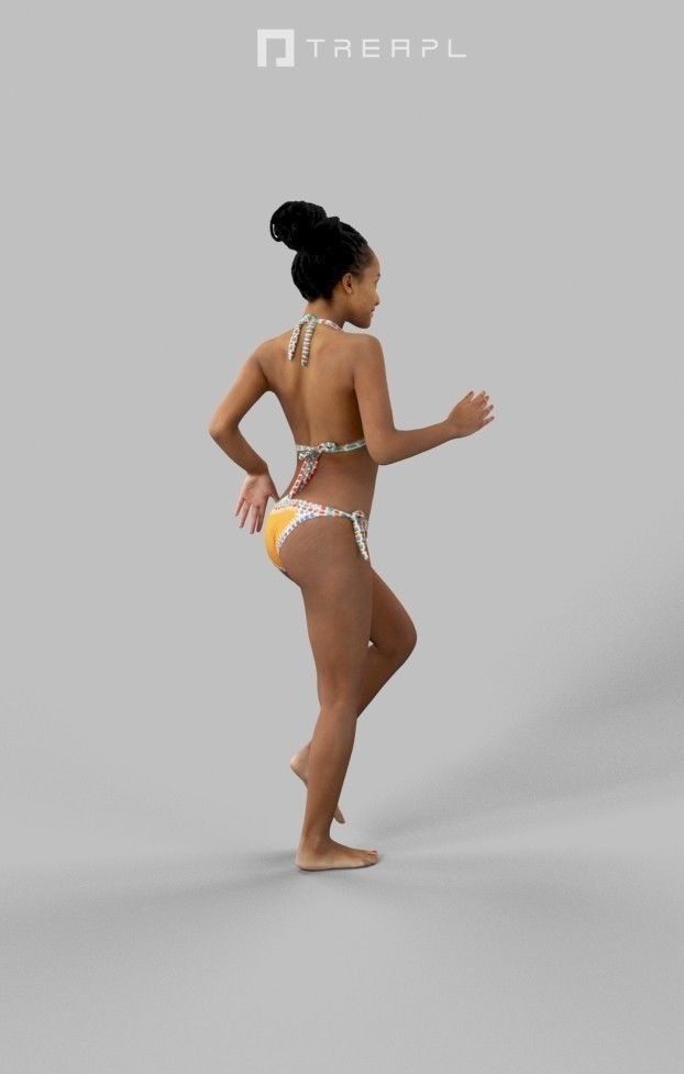 Young May A Black African Female Jogging in her Swimsuit Low-poly 3D model_3