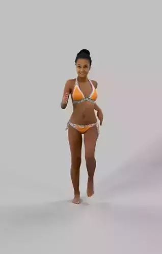 Young May A Black African Female Jogging in her Swimsuit Low-poly 3D model