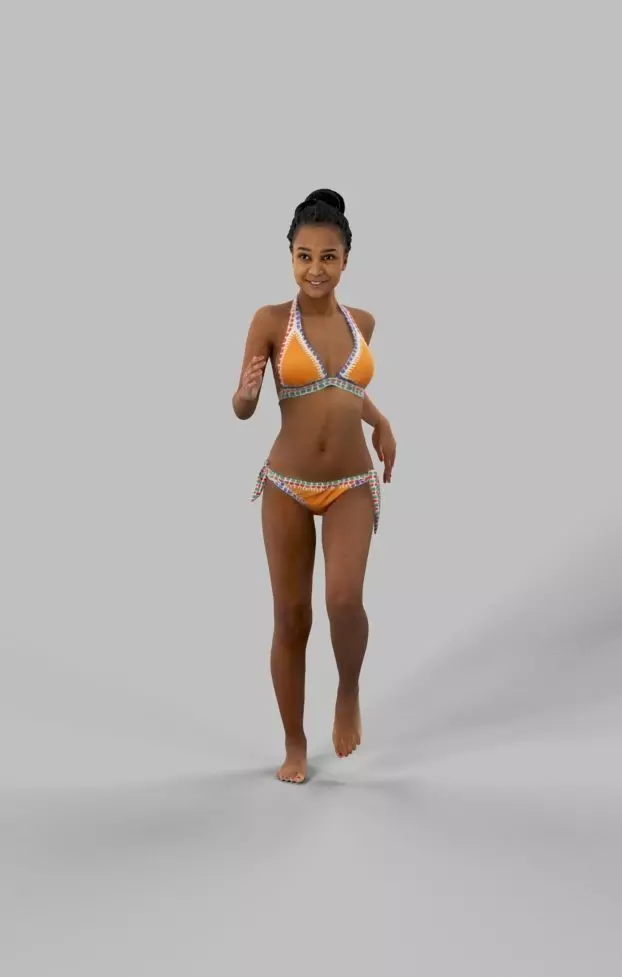 Young May A Black African Female Jogging in her Swimsuit Low-poly 3D model_0