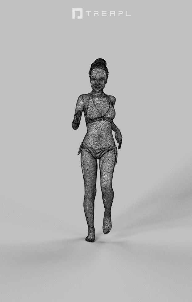 Young May A Black African Female Jogging in her Swimsuit Low-poly 3D model_7