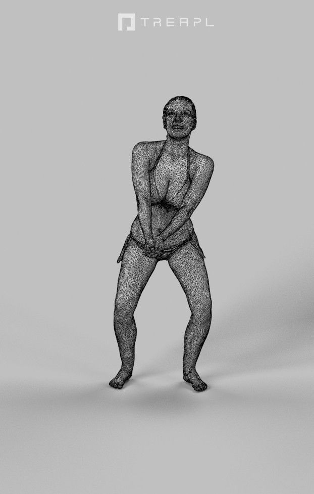 Dream Bikini Woman In Her Swimsuit Playing Beach Volleyball Low-poly 3D model_7