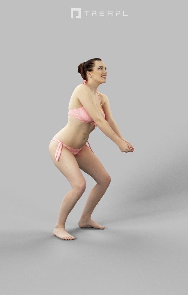 Dream Bikini Woman In Her Swimsuit Playing Beach Volleyball Low-poly 3D model_2