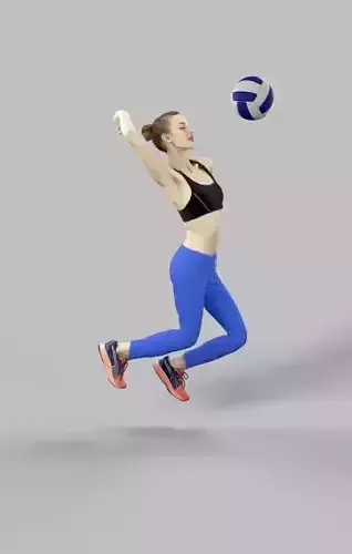 Beauty Attractive Sports Woman Smashing in Volleyball Low-poly 3D model