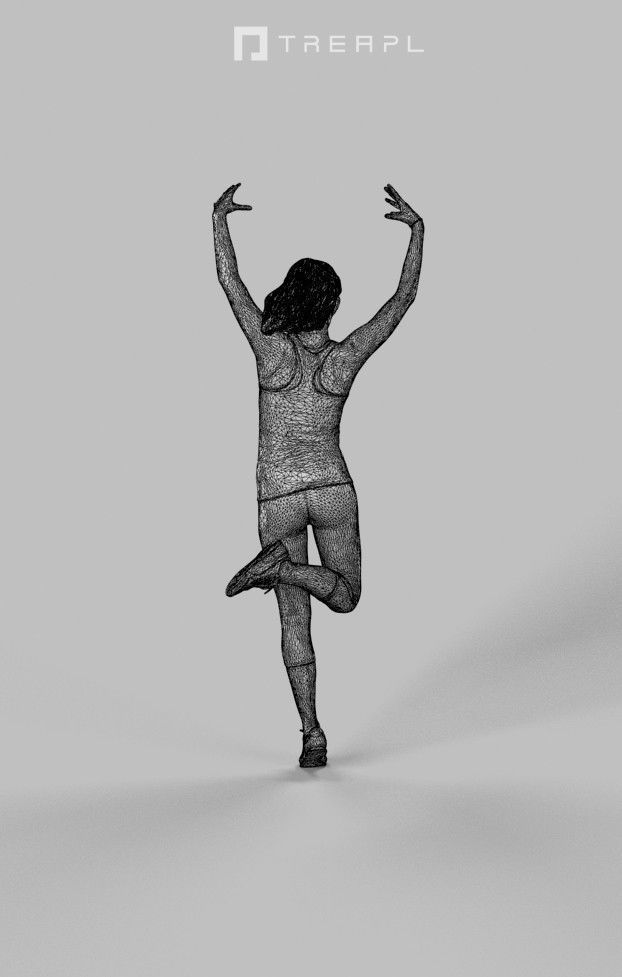 Essence Sportswear Caucasian Teenage Girl Dancing Low-poly 3D model_8