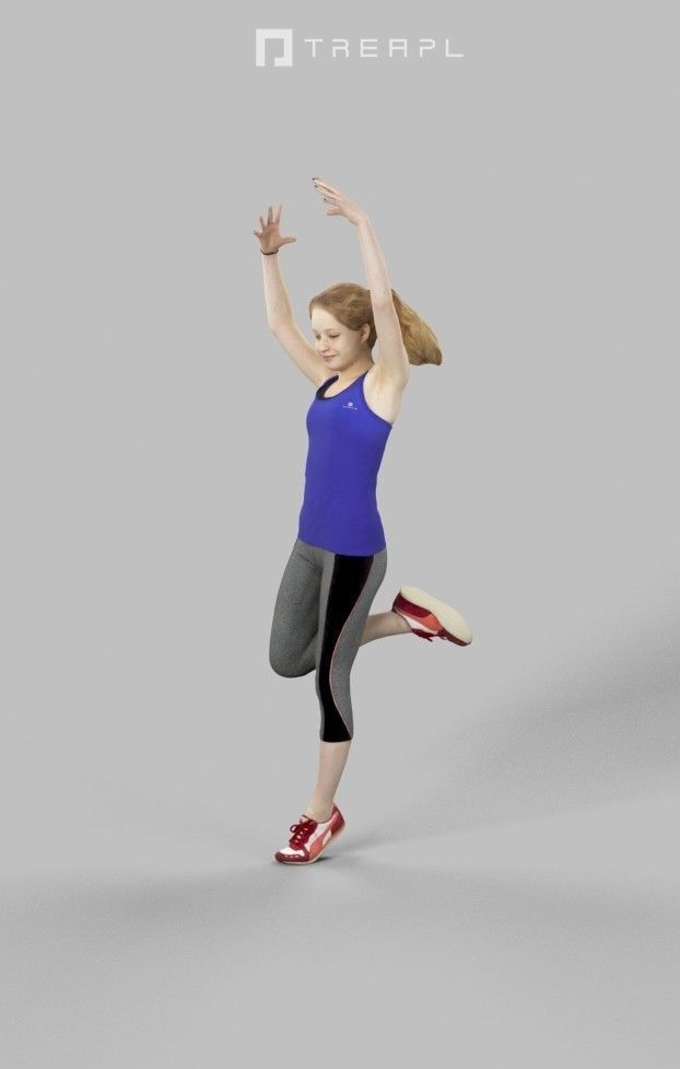 Essence Sportswear Caucasian Teenage Girl Dancing Low-poly 3D model_6