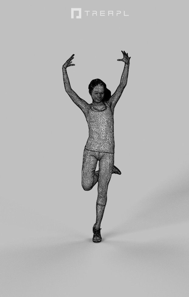 Essence Sportswear Caucasian Teenage Girl Dancing Low-poly 3D model_7