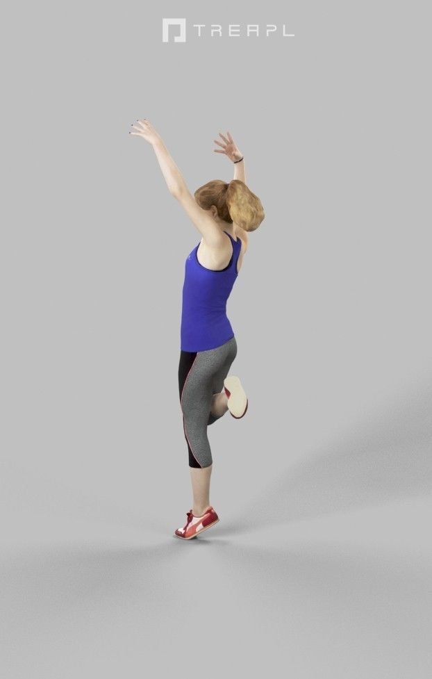 Essence Sportswear Caucasian Teenage Girl Dancing Low-poly 3D model_5