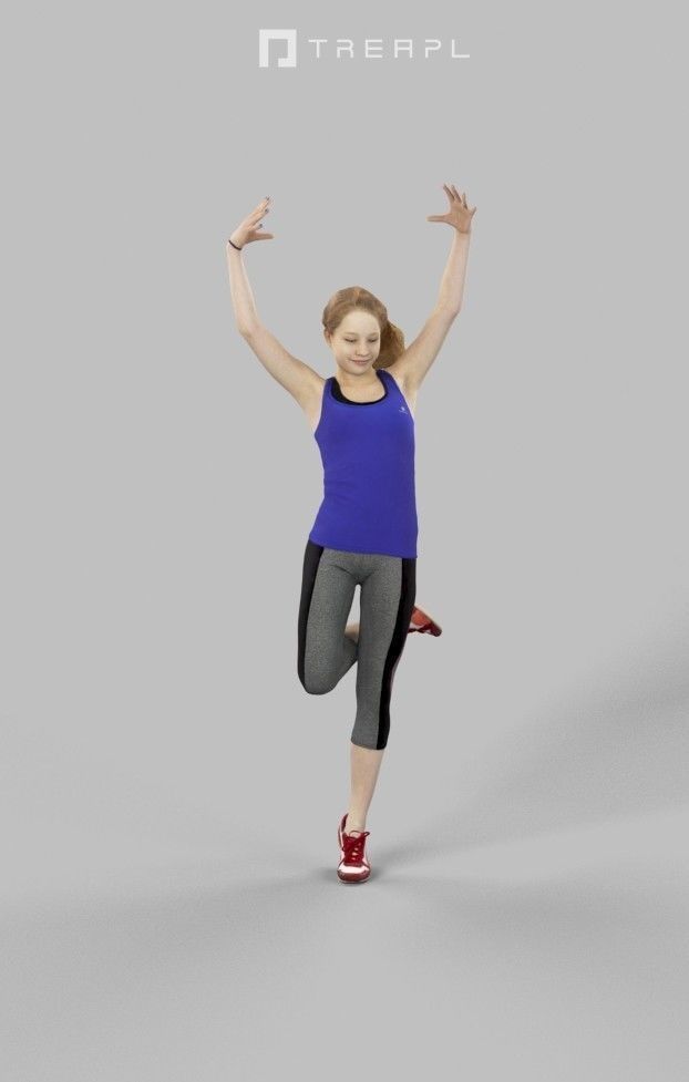 Essence Sportswear Caucasian Teenage Girl Dancing Low-poly 3D model_1