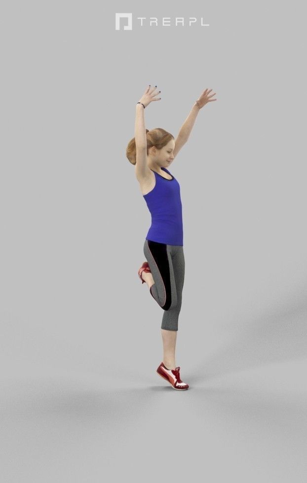 Essence Sportswear Caucasian Teenage Girl Dancing Low-poly 3D model_2