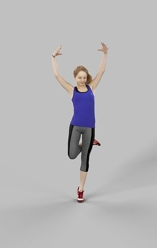 Essence Sportswear Caucasian Teenage Girl Dancing Low-poly 3D model