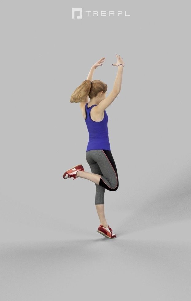 Essence Sportswear Caucasian Teenage Girl Dancing Low-poly 3D model_3