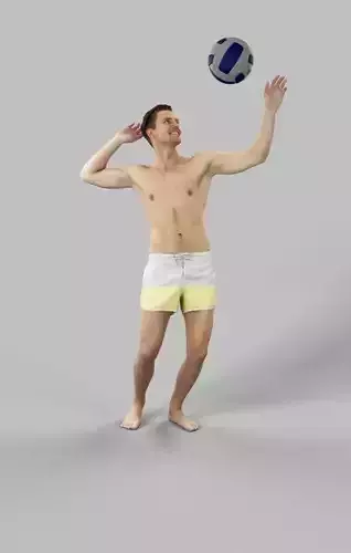 Virtue A Caucasian Male Playing A Game Of Beach Volleyball Low-poly 3D model