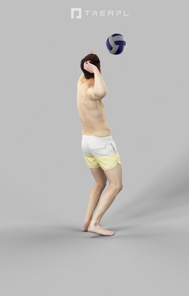 Virtue A Caucasian Male Playing A Game Of Beach Volleyball Low-poly 3D model_3