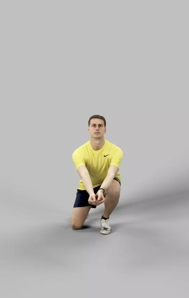 Romance Sportswear Casual Man playing volleyball digging Low-poly 3D model_0