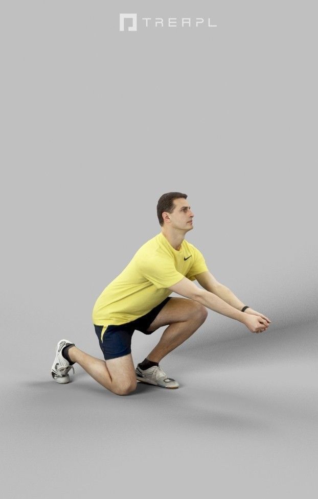 Romance Sportswear Casual Man playing volleyball digging Low-poly 3D model_2