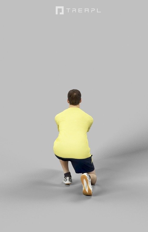 Romance Sportswear Casual Man playing volleyball digging Low-poly 3D model_4