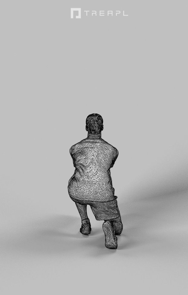 Romance Sportswear Casual Man playing volleyball digging Low-poly 3D model_8