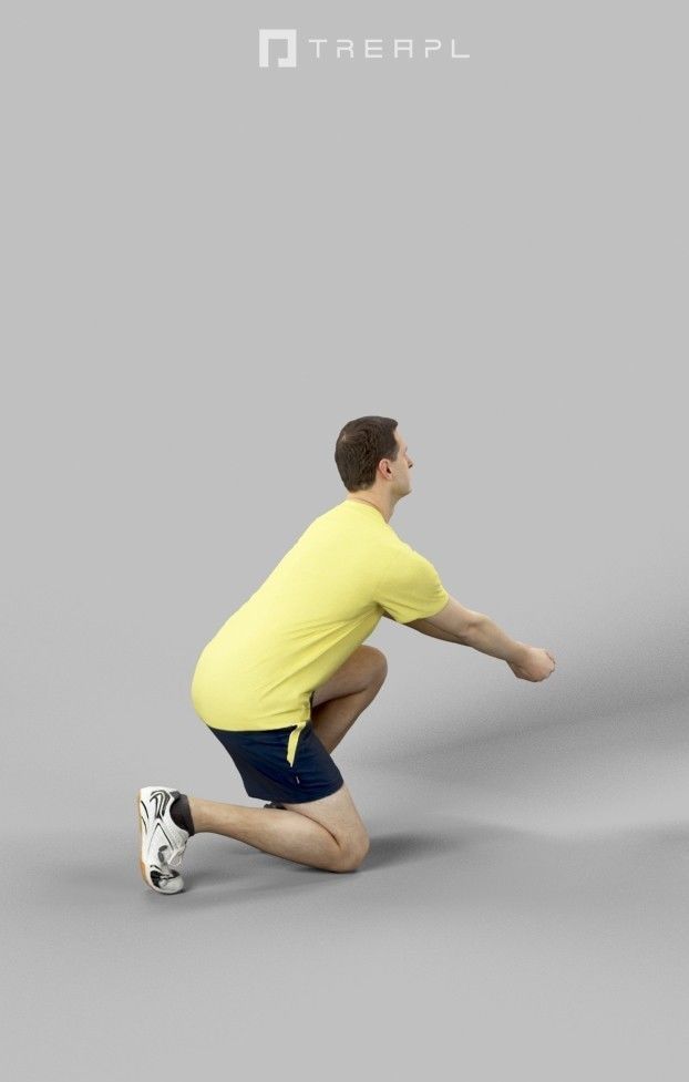 Romance Sportswear Casual Man playing volleyball digging Low-poly 3D model_3