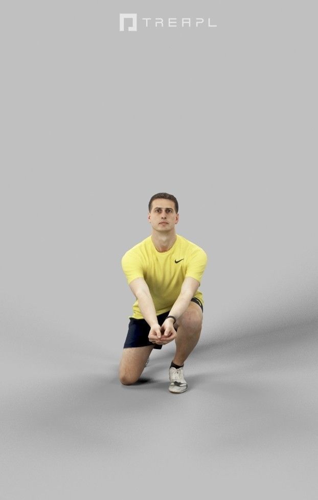 Romance Sportswear Casual Man playing volleyball digging Low-poly 3D model_1