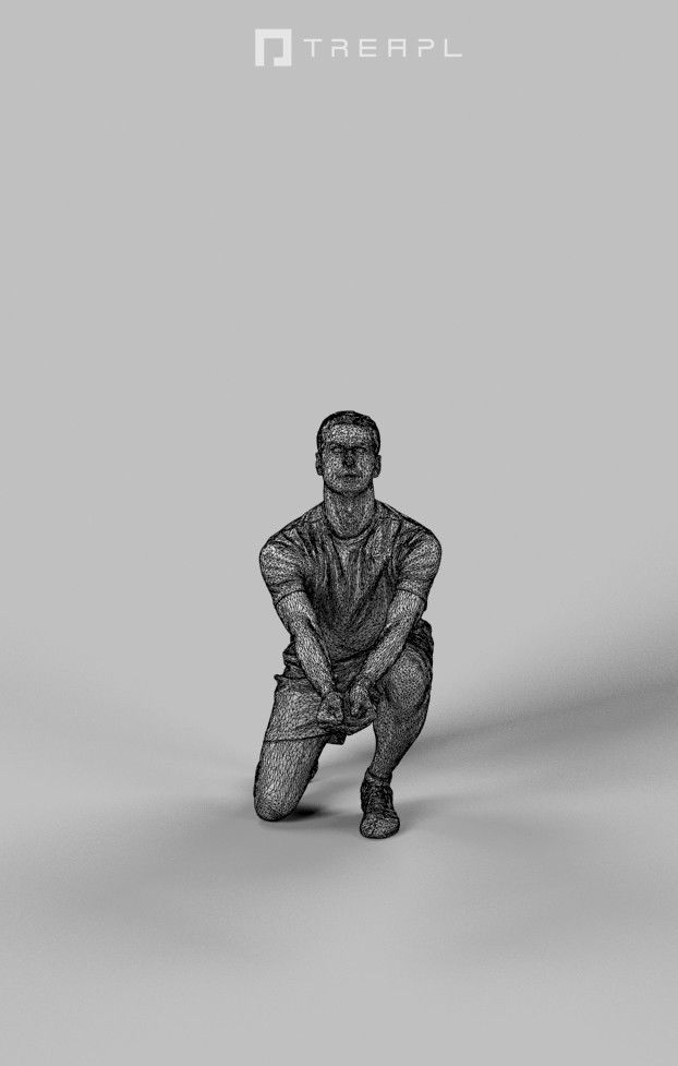 Romance Sportswear Casual Man playing volleyball digging Low-poly 3D model_7