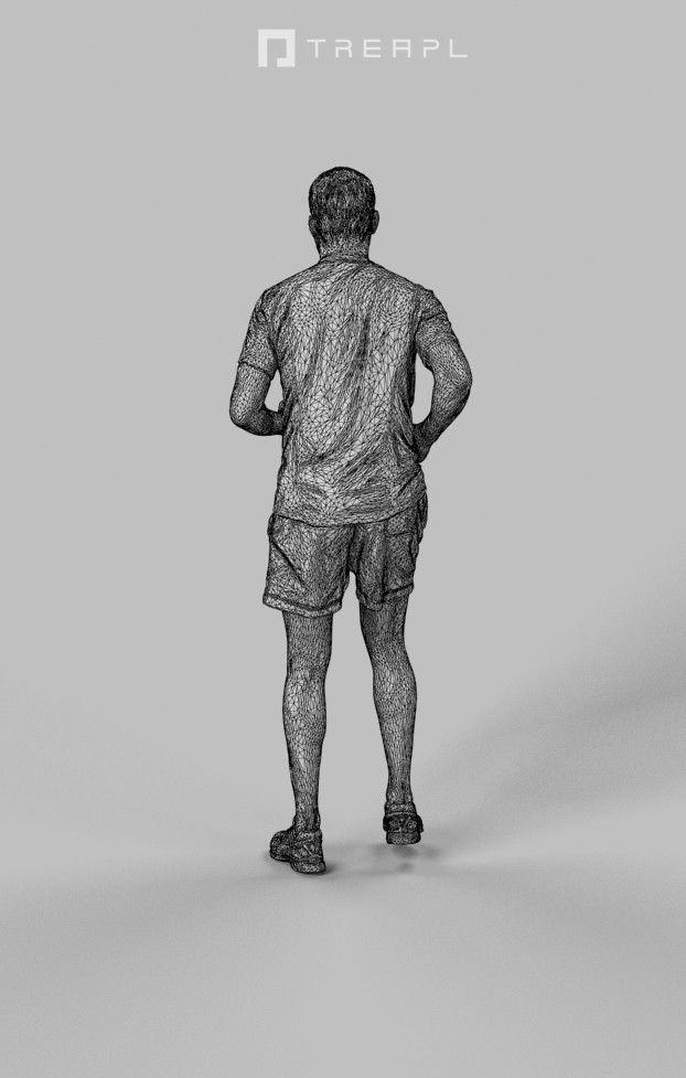 Portrait Sportswear Casual Man in Shorts Running Jogging Low-poly 3D model_8