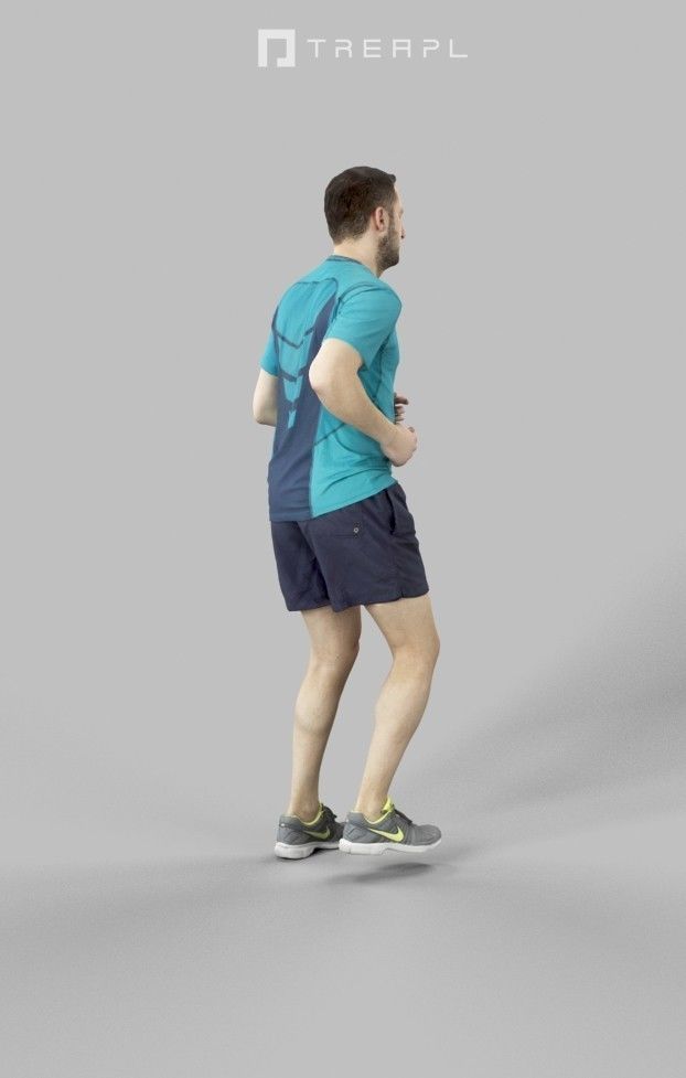 Portrait Sportswear Casual Man in Shorts Running Jogging Low-poly 3D model_3