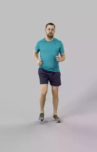 Portrait Sportswear Casual Man in Shorts Running Jogging Low-poly 3D model