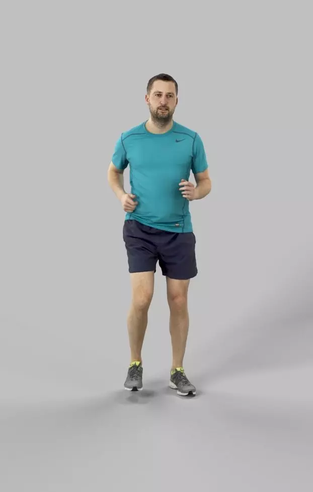 Portrait Sportswear Casual Man in Shorts Running Jogging Low-poly 3D model_0