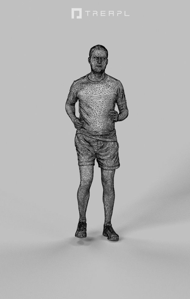 Portrait Sportswear Casual Man in Shorts Running Jogging Low-poly 3D model_7
