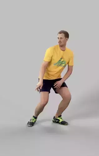 Casual Sport Man Mistery playing football anticipating Low-poly 3D model