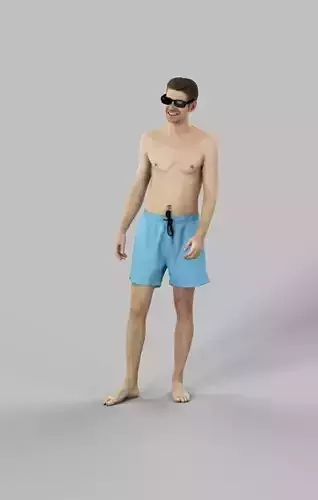Jayne A Beach Man Standing While Looking Ice Cool In His Shorts Low-poly 3D model